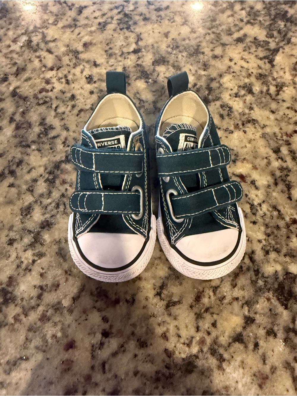 Converse Kids Dark Teal Canvas Velcro Sneakers